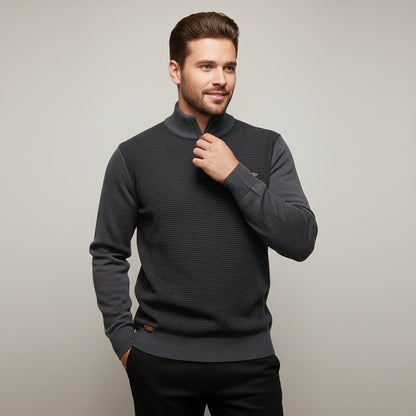 Warm Men's Half Zip Winter Knit Sweater