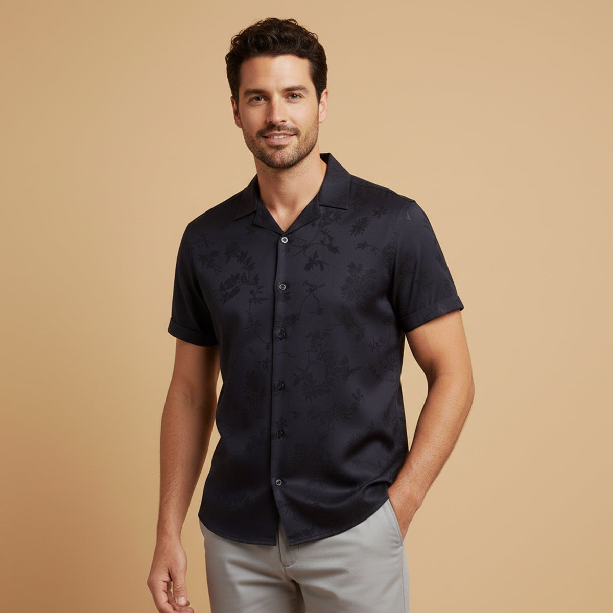 Smooth Silk Mens Dress Shirt