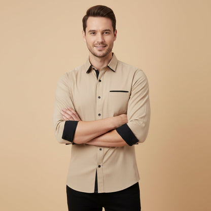 Fashionable Men's Contrast Trim Dress Shirt