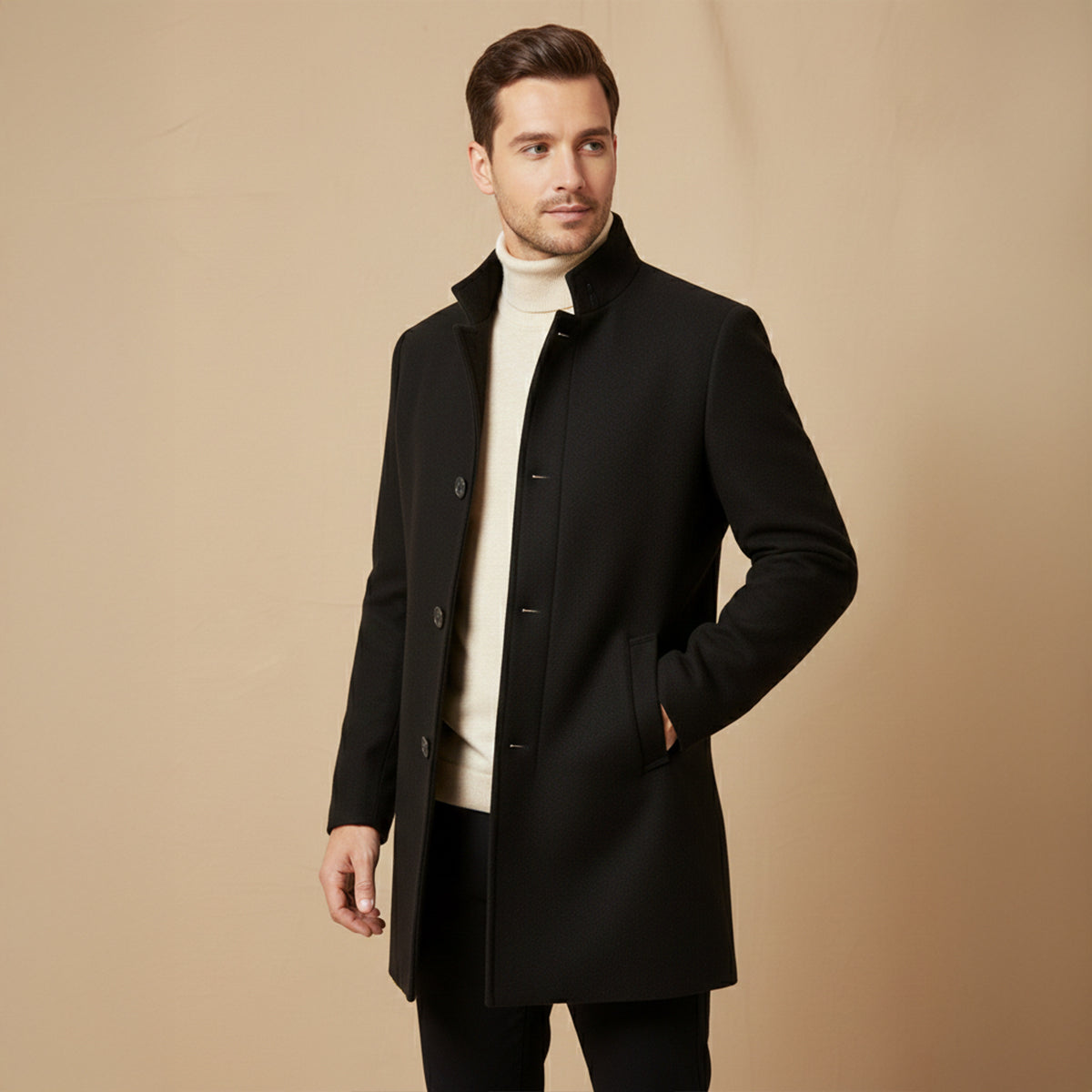 Classic Men's Wool Blend Winter Coat