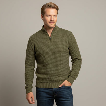 Men's Thick Quarter Zip Cable Knit Sweater