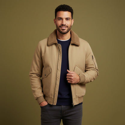 Warm Fleece Lined Mens Bomber Jacket