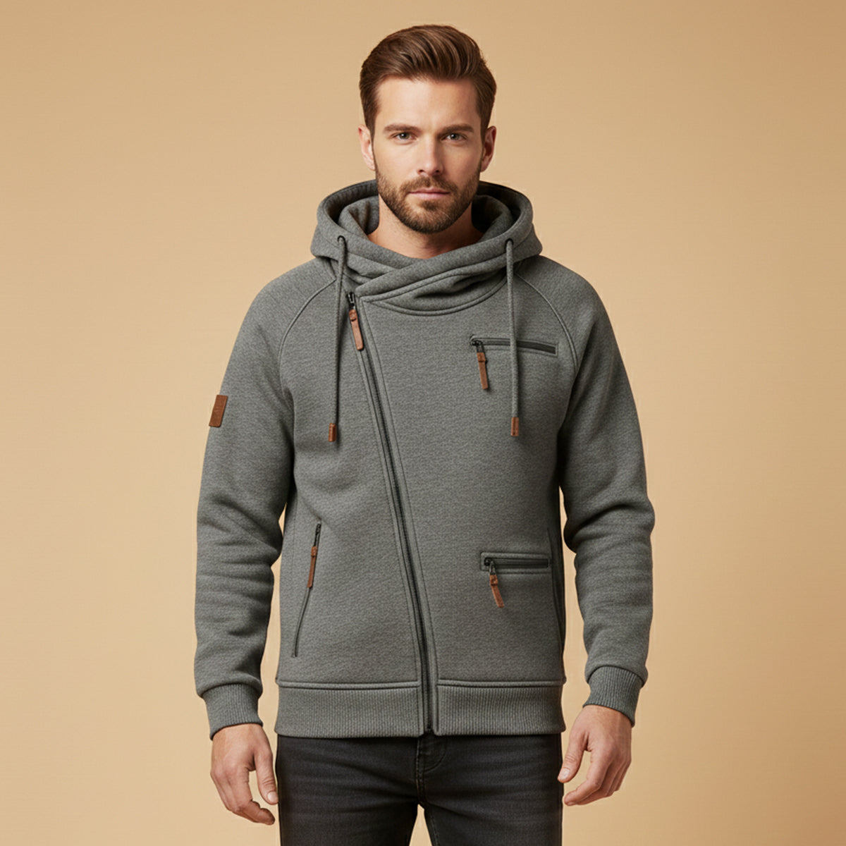 Classic Zipper Up Hooded Jacket