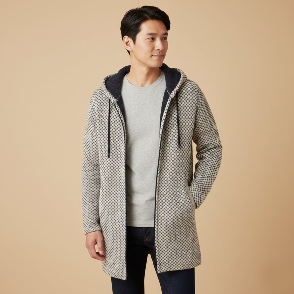 Cozy Oversized Men's Knit Hoodie Jacket