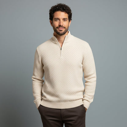Men's Thick Quarter Zip Cable Knit Sweater