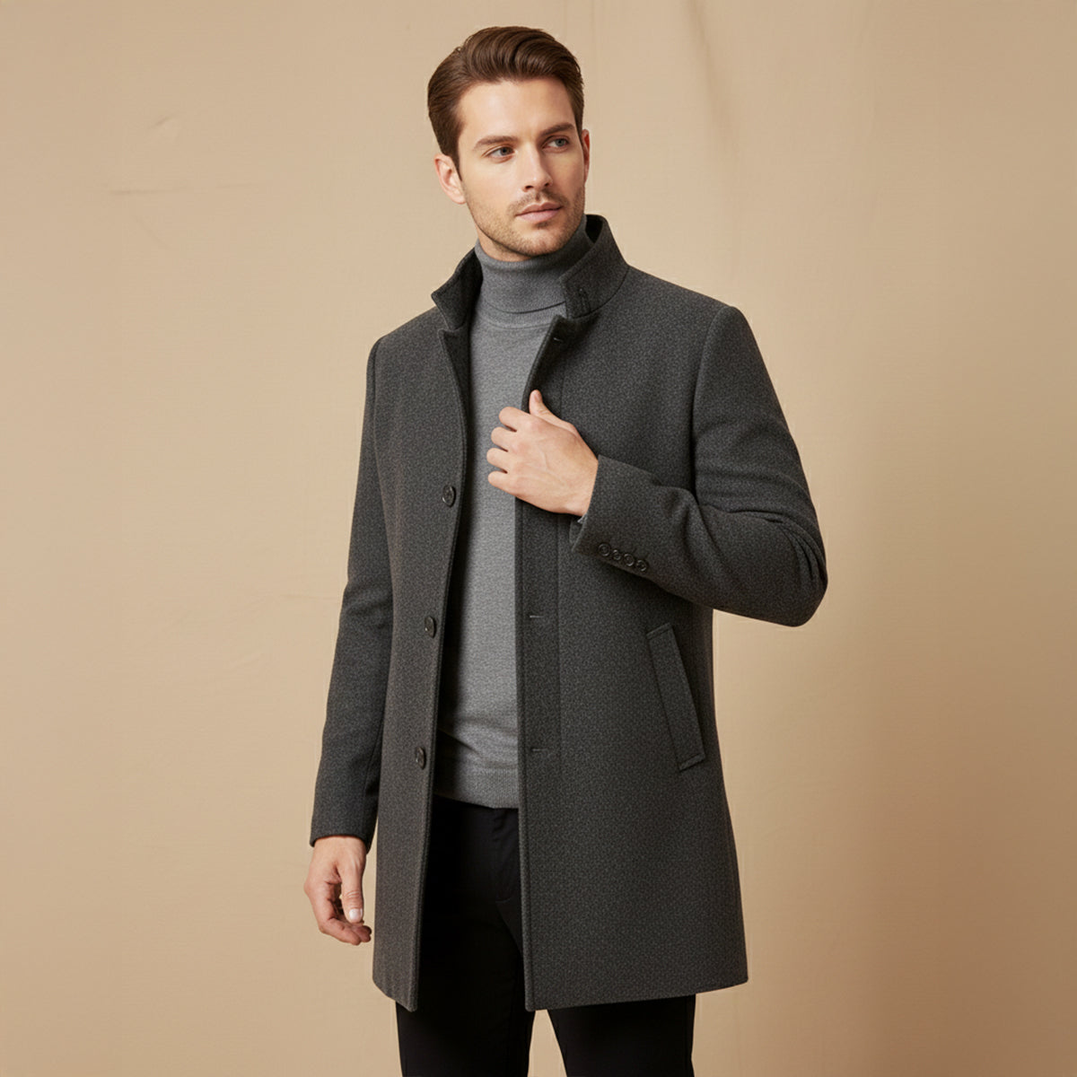 Classic Men's Wool Blend Winter Coat