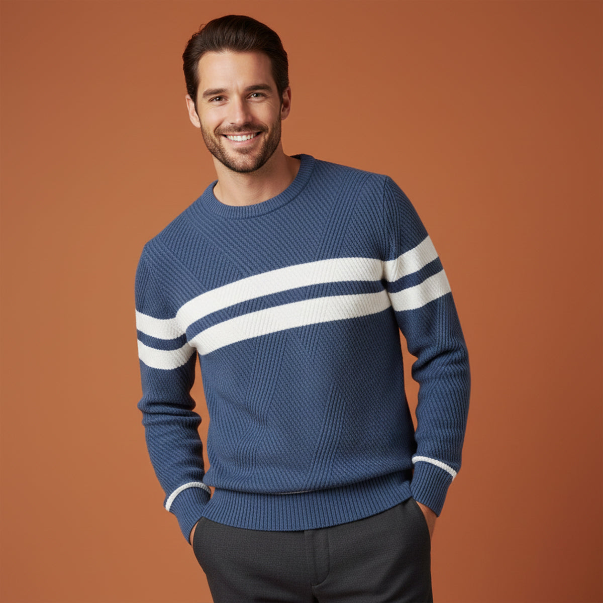 Stylish Men's Long Sleeve Fall Pullover Sweater