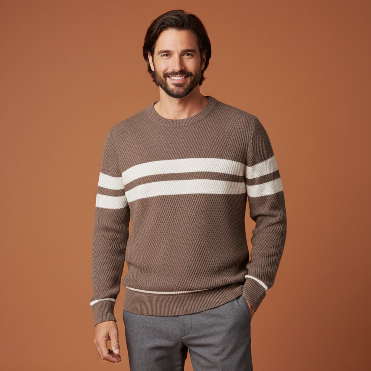 Stylish Men's Long Sleeve Fall Pullover Sweater