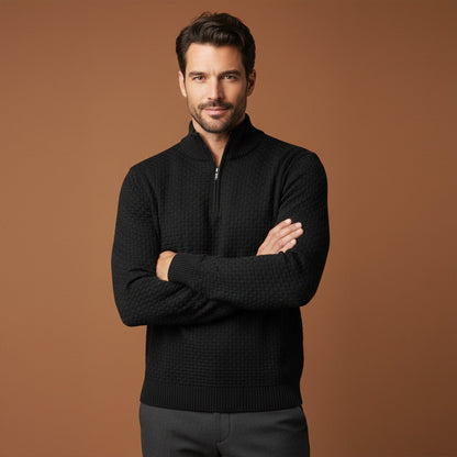 Men's Thick Quarter Zip Cable Knit Sweater