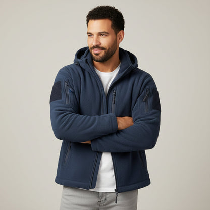 Warm Mens Fleece Hooded Tactical Jacket