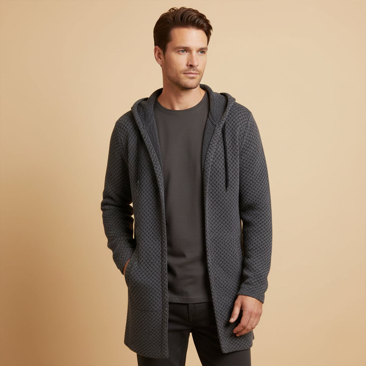 Cozy Oversized Men's Knit Hoodie Jacket