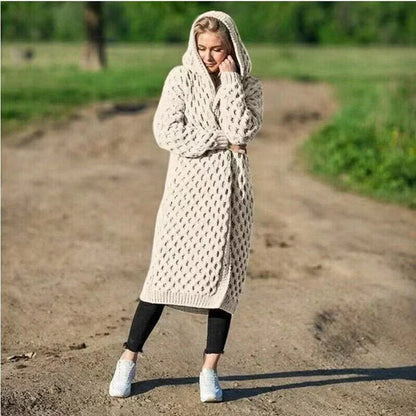 Cozy Women's Long Cable Knit Cardigan Sweater - Nocini