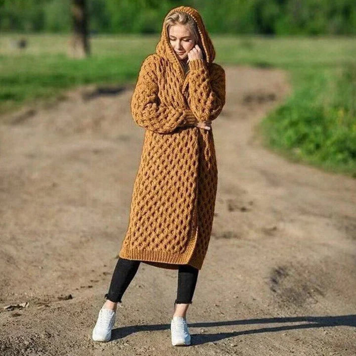 Cozy Women's Long Cable Knit Cardigan Sweater