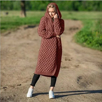 Cozy Women's Long Cable Knit Cardigan Sweater