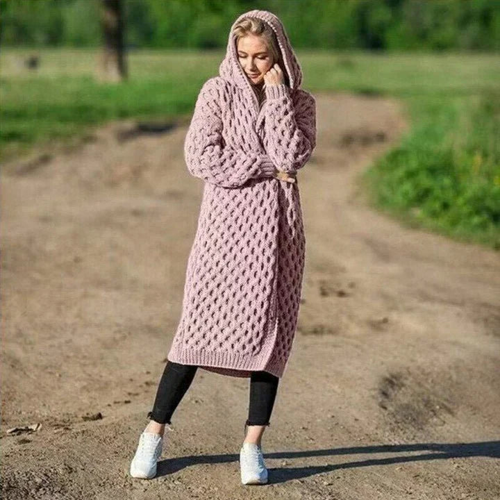 Cozy Women's Long Cable Knit Cardigan Sweater