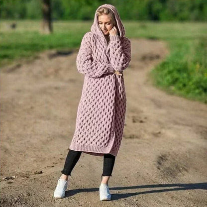Cozy Women's Long Cable Knit Cardigan Sweater