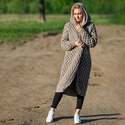 Cozy Women's Long Cable Knit Cardigan Sweater