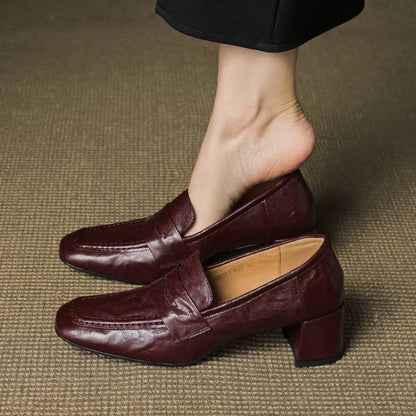 Comfortable Women's Slip On Block Heel Shoes - Olytrend