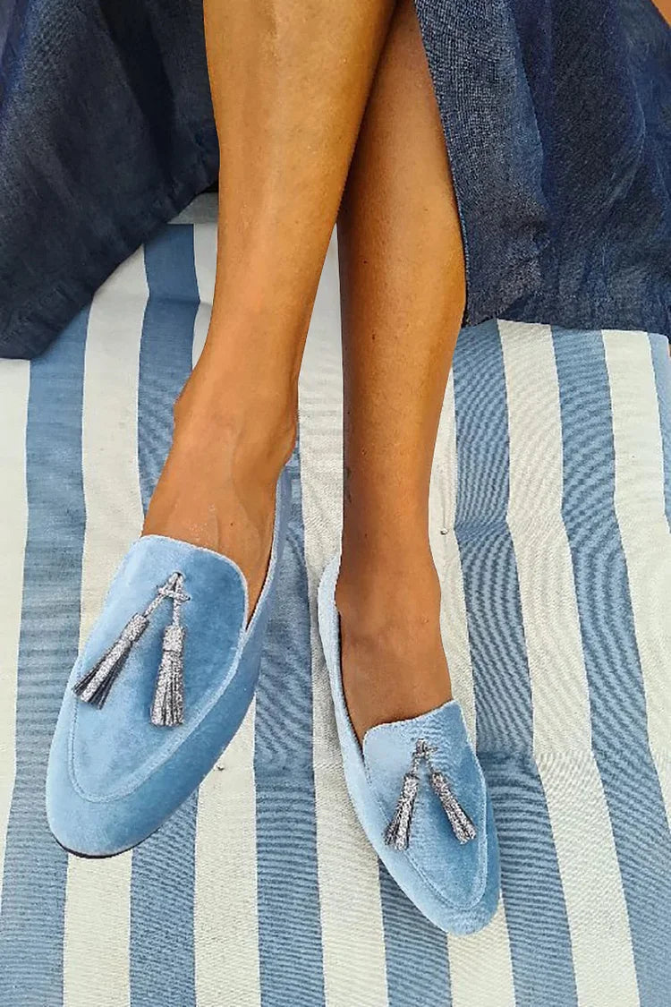 Comfortable Women's Slip On Loafers with Tassel Shoes - Olytrend