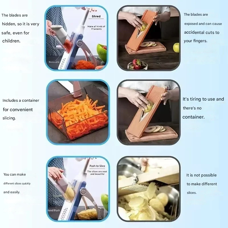 Safe 5-in-1 Vegetable Chopper (1+1 free) - VeggieChop Pro-Blue-Nora Luxe