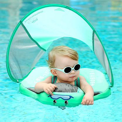 Safety Swim Ring for Toddlers - AquaSafe-FREE Sunshade-Green-Nora Luxe