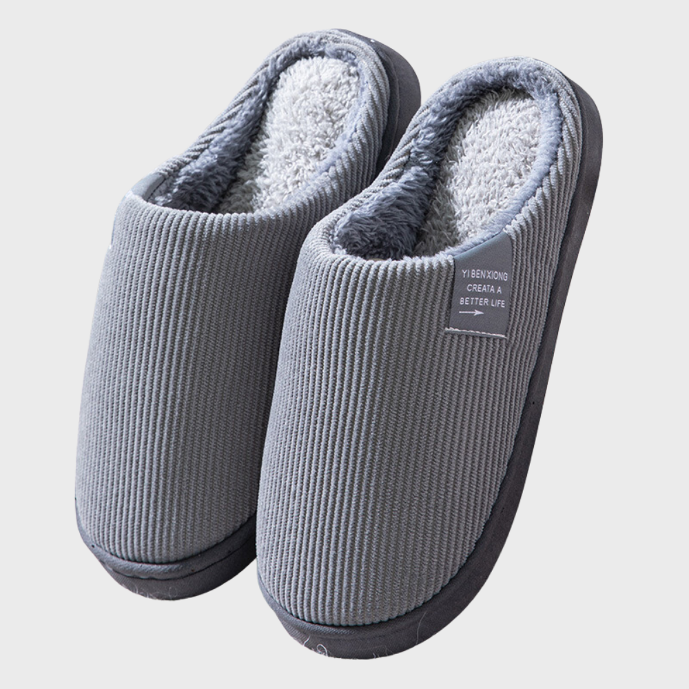 Sally - Warm Corduroy Lined Slippers-Gray-7-Nora Luxe