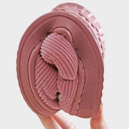 Sally - Warm Corduroy Lined Slippers-Pink-7-Nora Luxe