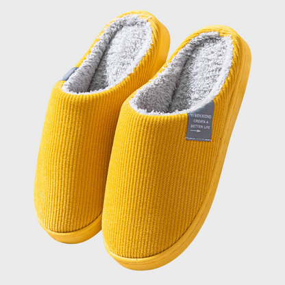 Sally - Warm Corduroy Lined Slippers-Yellow-7-Nora Luxe