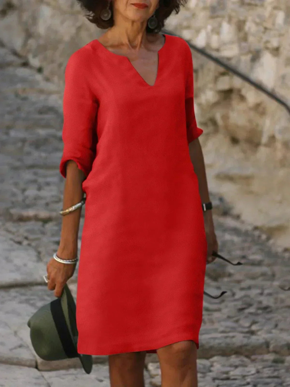 Chic V Neckline Women's Dress