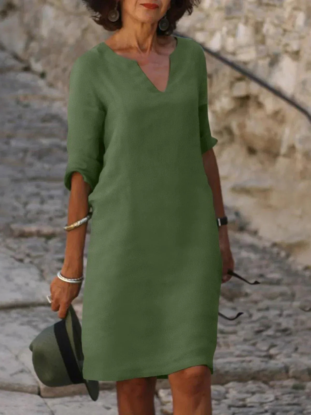 Chic V Neckline Women's Dress