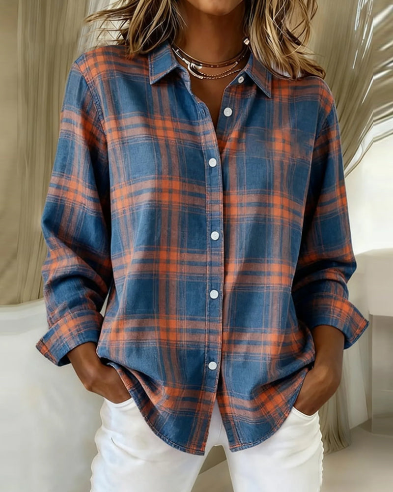 Classic Plaid Womens Button Down Shirt - Olytrend