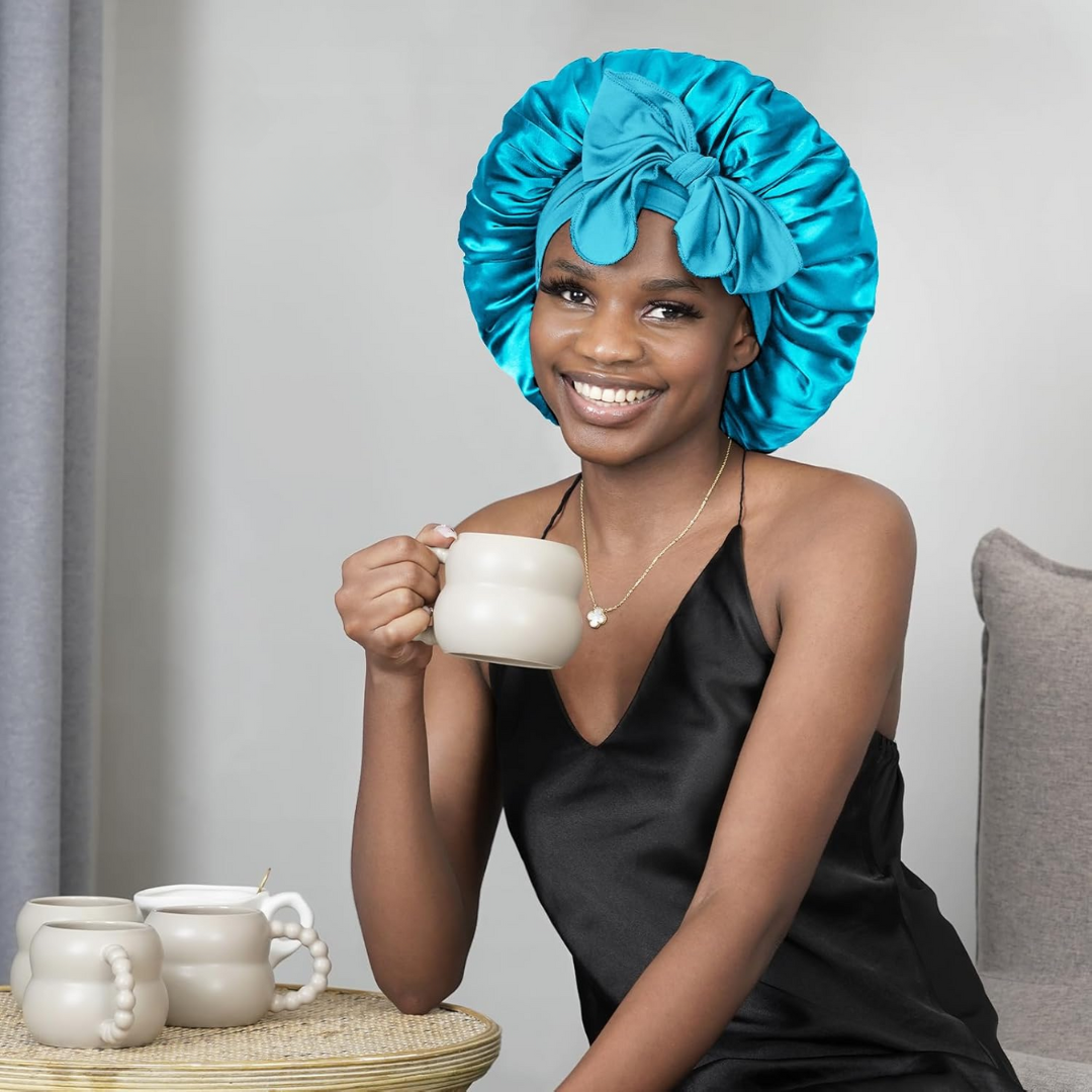 Satin Bonnet – Sleep Cap for Women-Champagne-Nora Luxe