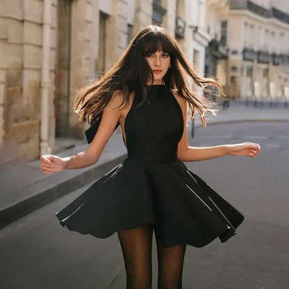 Elegant Party Dress with Flared Hem - Pexav