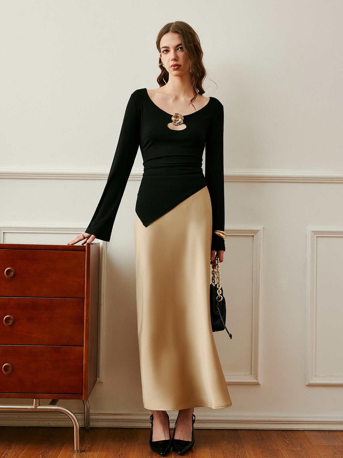 Luxury High Waist Silk Skirt