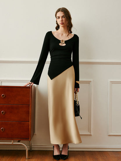 Luxury High Waist Silk Skirt