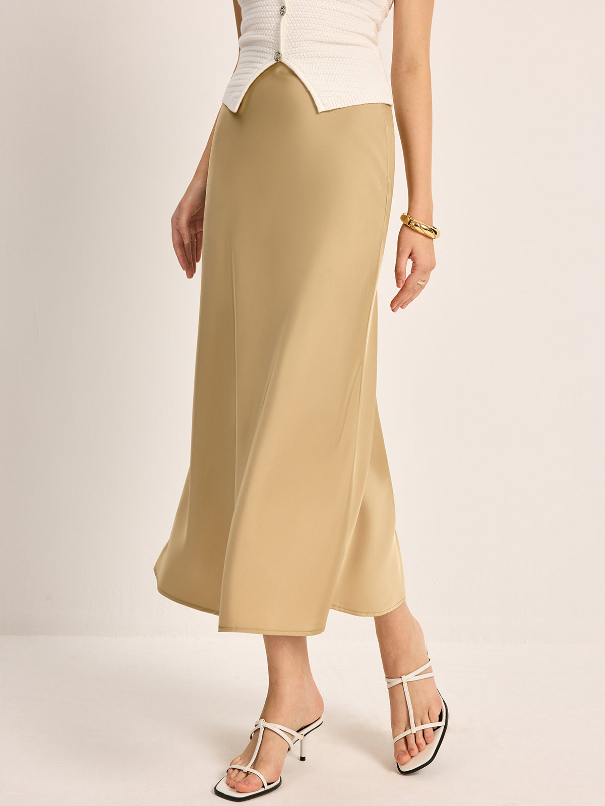 Luxury High Waist Silk Skirt