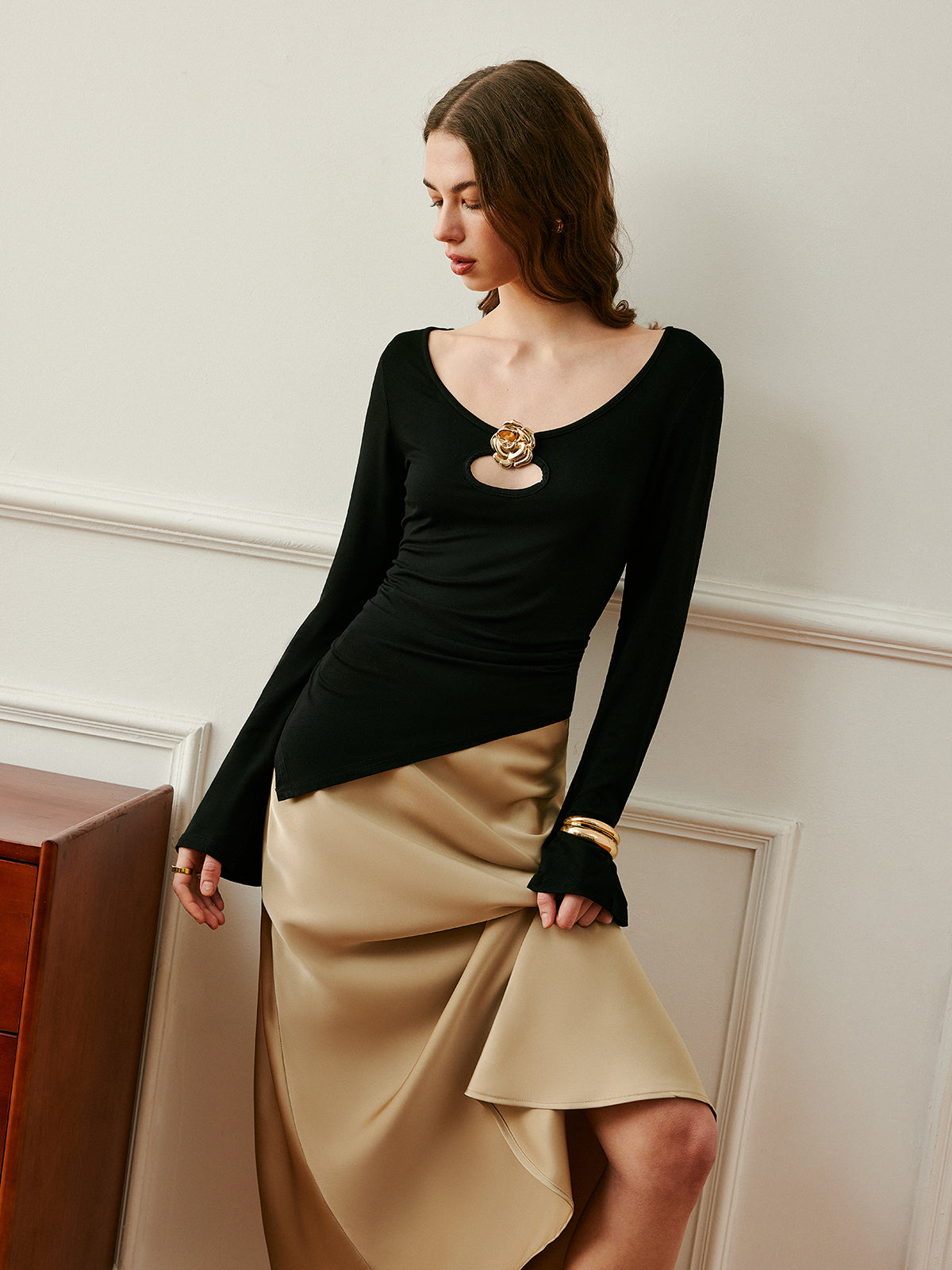 Luxury High Waist Silk Skirt