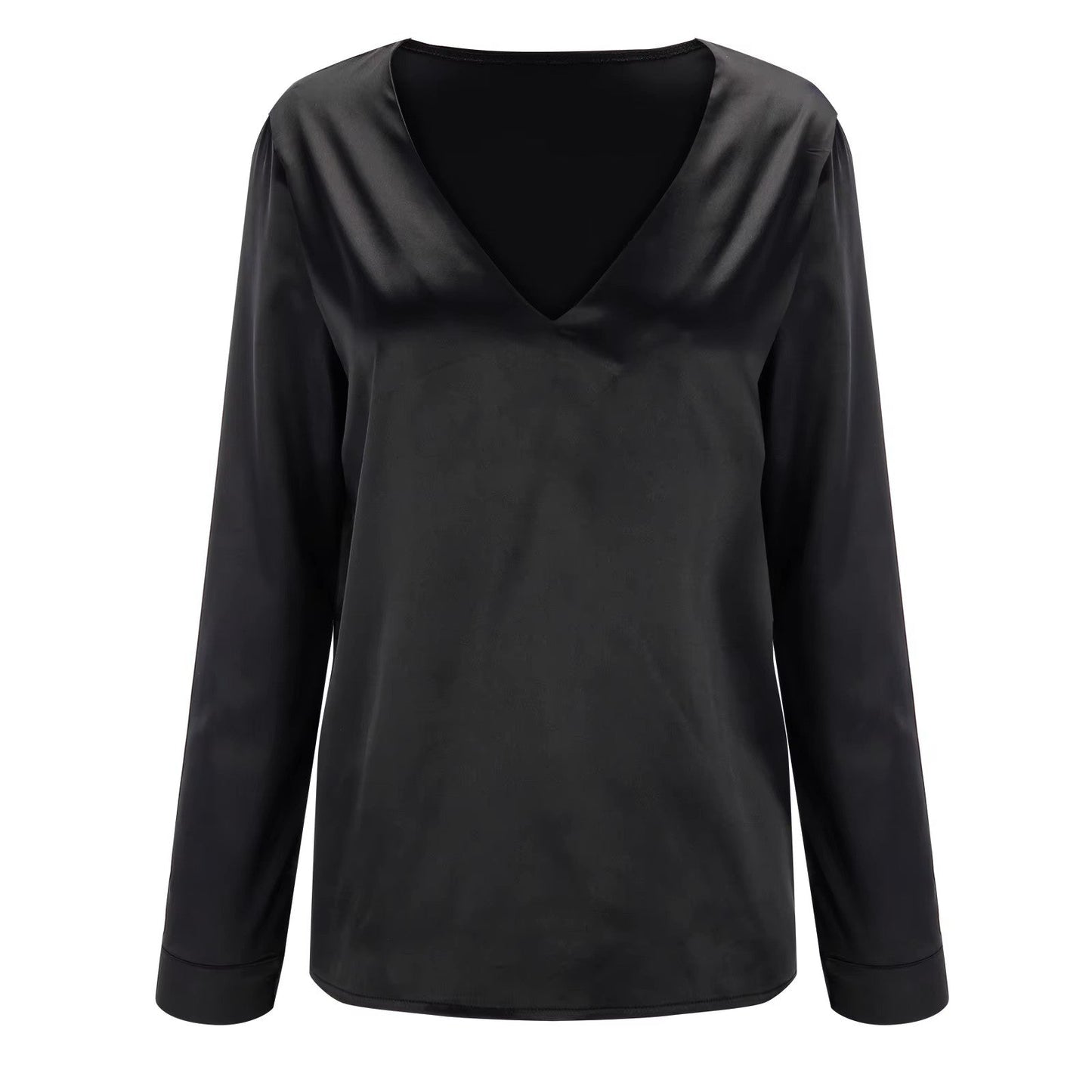 Elegant Women's Long Sleeve V Neck Blouse - Pexav