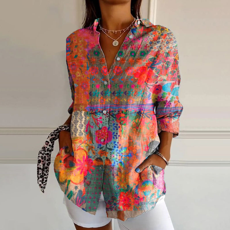 Casual Floral Women's Button Down Shirt - Olytrend