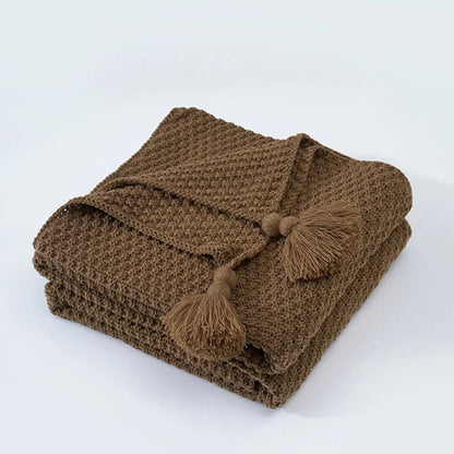 Scandinavian Knitted Wool Blanket - Aurora-Brown-43.3 x 59.1 inches-Nora Luxe