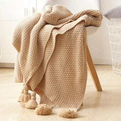 Scandinavian Knitted Wool Blanket - Aurora-Dark green-43.3 x 59.1 inches-Nora Luxe