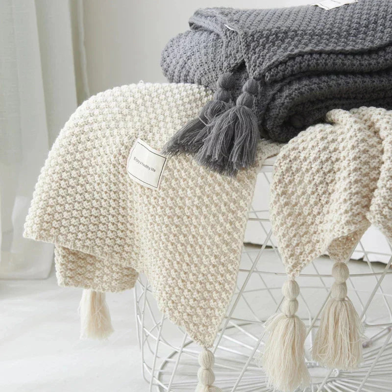 Scandinavian Knitted Wool Blanket - Aurora-Dark green-43.3 x 59.1 inches-Nora Luxe