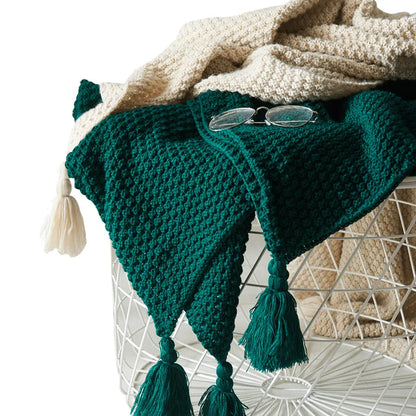 Scandinavian Knitted Wool Blanket - Aurora-Dark green-43.3 x 59.1 inches-Nora Luxe