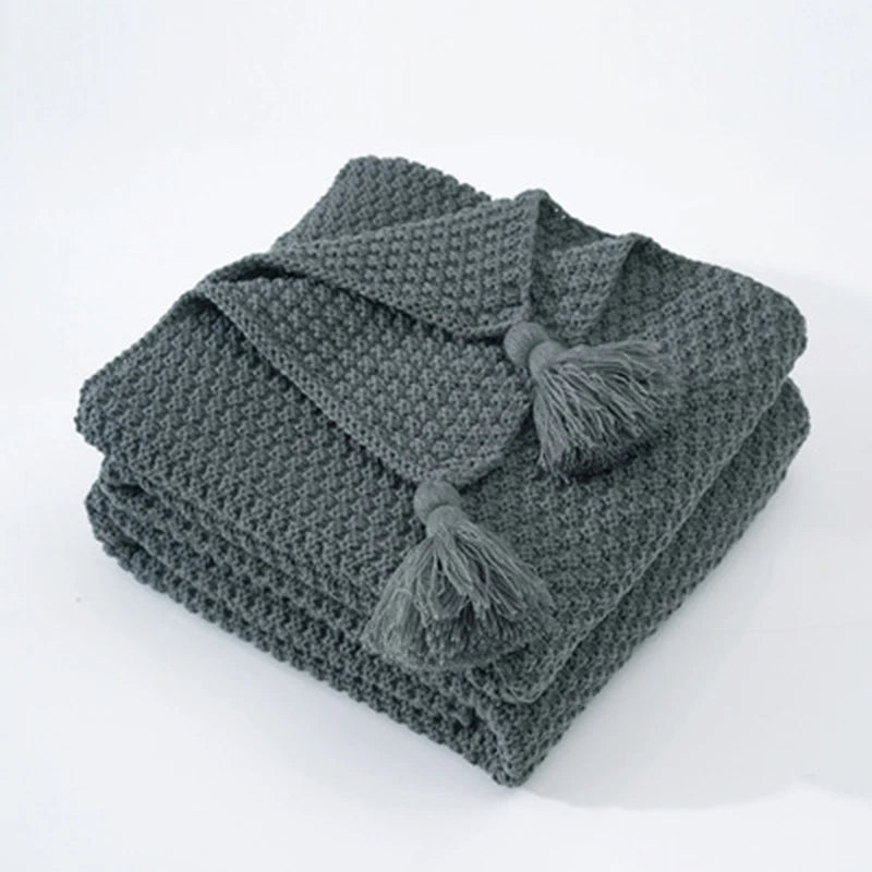 Scandinavian Knitted Wool Blanket - Aurora-Gray-43.3 x 59.1 inches-Nora Luxe