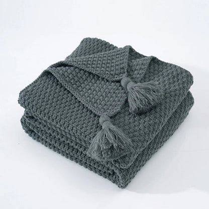 Scandinavian Knitted Wool Blanket - Aurora-Gray-43.3 x 59.1 inches-Nora Luxe