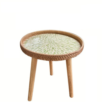Scandinavian Rattan Side Table - Elin-Green-A-Nora Luxe