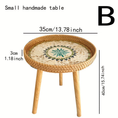 Scandinavian Rattan Side Table - Elin-Green-A-Nora Luxe
