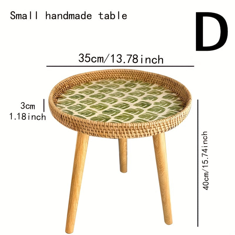 Scandinavian Rattan Side Table - Elin-Green-A-Nora Luxe