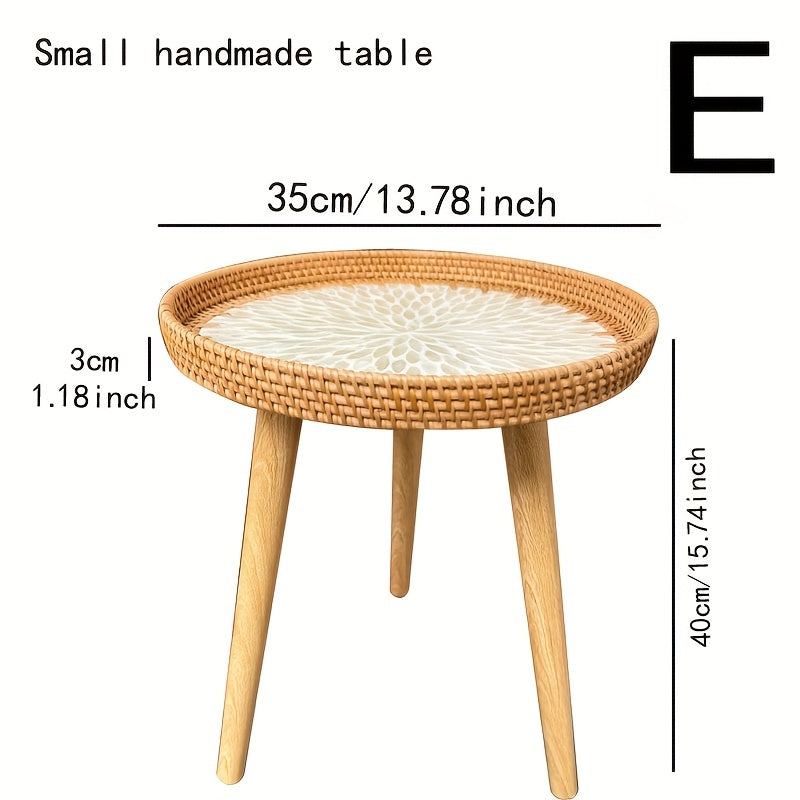 Scandinavian Rattan Side Table - Elin-Green-A-Nora Luxe