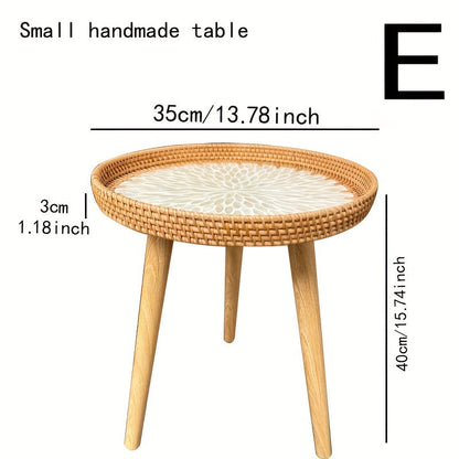 Scandinavian Rattan Side Table - Elin-Green-A-Nora Luxe